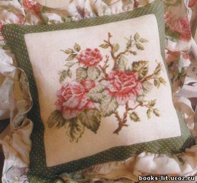 Схема для вышивки крестом подушка Роза