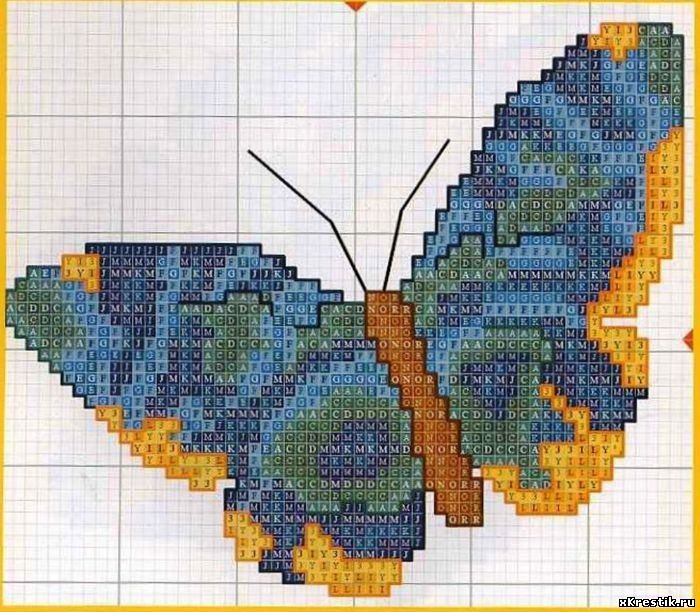 Схема для вышивки крестом Бабочки.