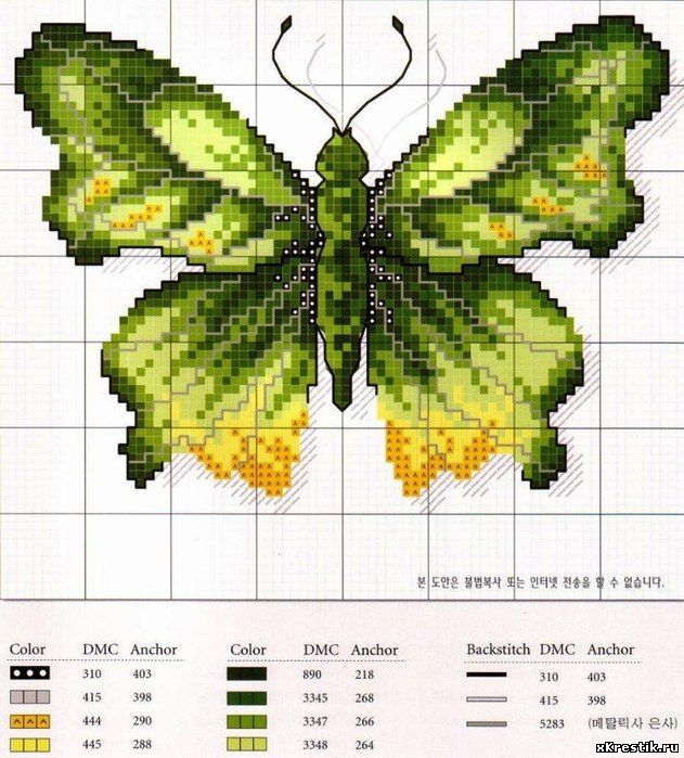 Схема для вышивки крестом Бабочки.