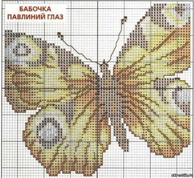 Схема для вышивки крестом Бабочки.