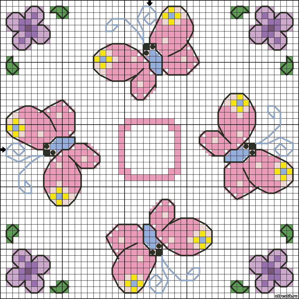 Схема для вышивки крестом Бабочки.