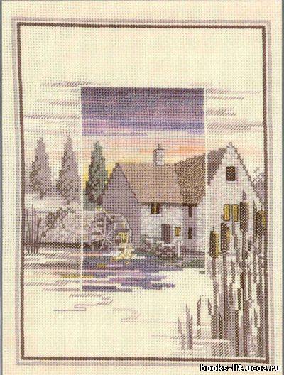 Схема для вышивки крестом Дом у пруда