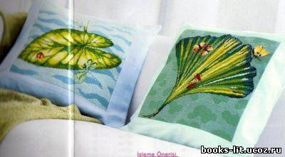 Схема для вышивки крестом подушка Кувшинки