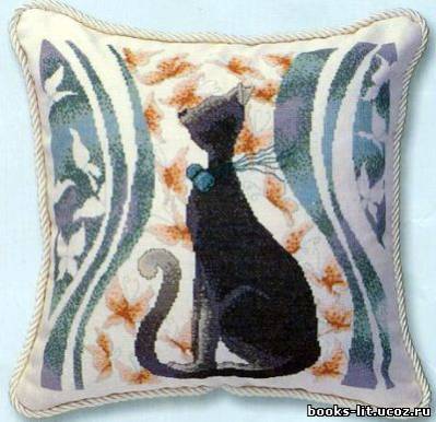 Схема для вышивки крестом подушка Кошка
