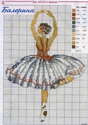 Схема для вышивки крестом Балерина
