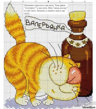 Схема для вышивки крестом: Кошка и валерьянка